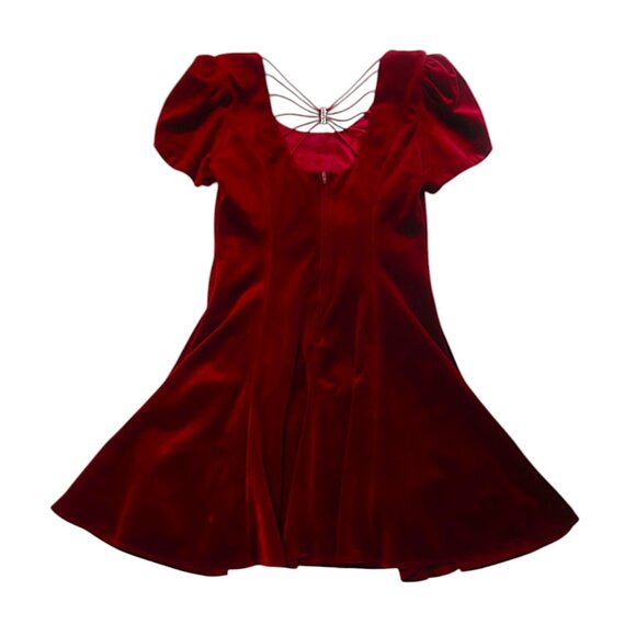 ❤️ Vintage Red Velvet Skater Dress ❤️ - Picture 5 of 13